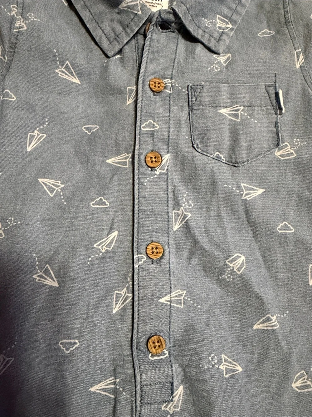 Carter's Blue‎ Short-Sleeve Paper Airplane Romper